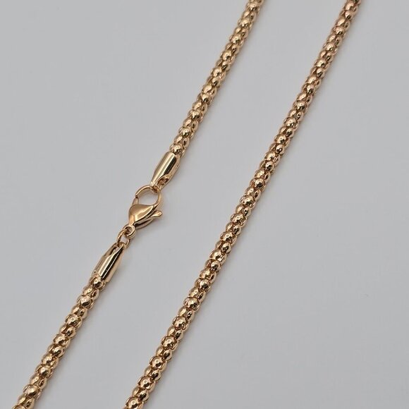 Bold Rose Gold Bead Chain Necklace – 17.7 Inch Luxe Polish Look, XPNL0016 - Picture 4 of 12